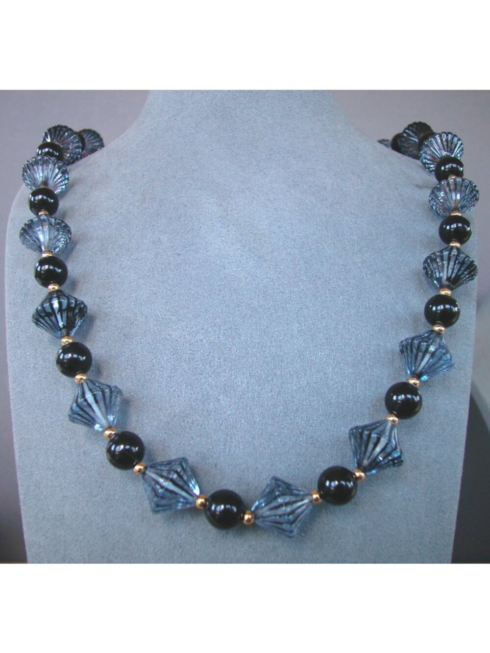 Acrylic Bead Necklace with a Contrast of Geometric Textures & Colors
